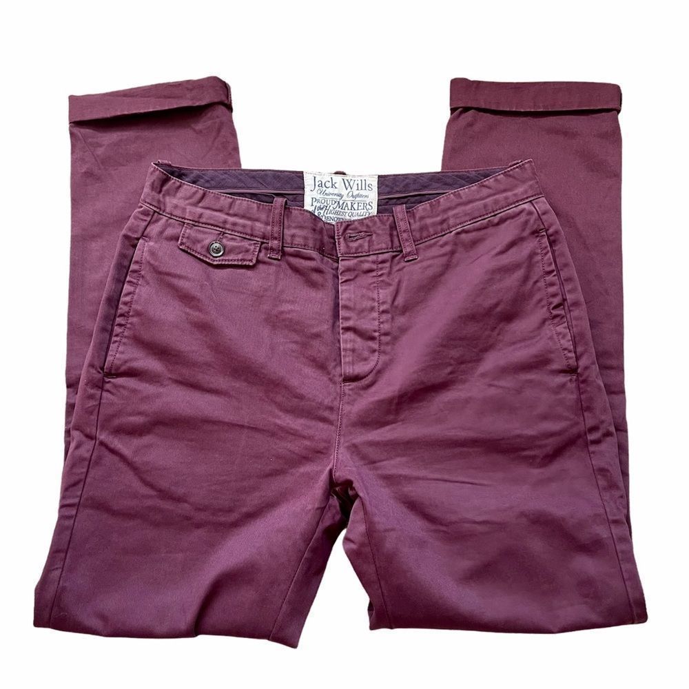 Jack Wills Burgundy Cotton Chinos Size Small